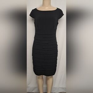 SD Collection 8 Black Bodycon Dress Stretch Knit Tiered Form Fitted